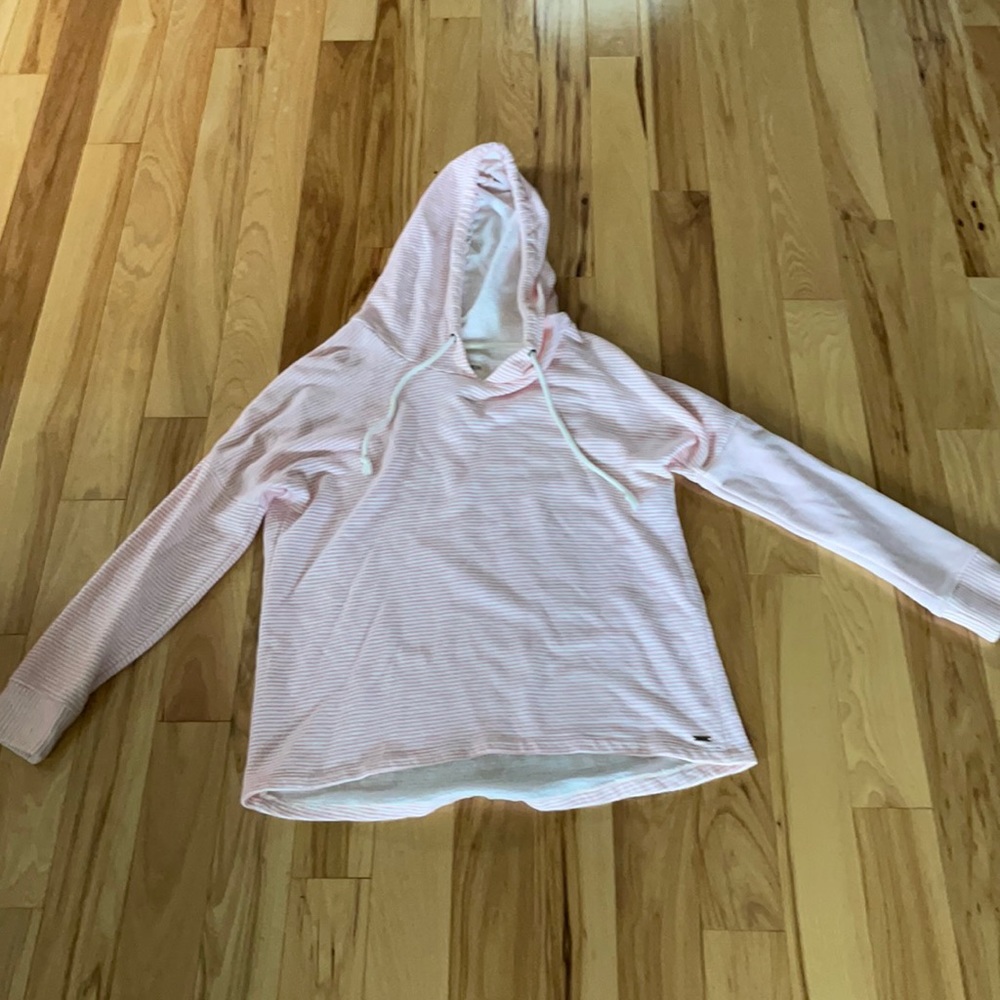Pink and white striped sweatshirt